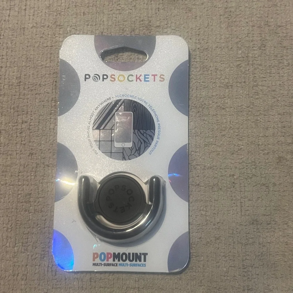 PopSockets PopMount Multi-Surface Phone Holder Black Chrome 801369 New